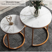 Load image into Gallery viewer, Kotpop Modern Nesting Table Set- Gold &amp; White Marble- New
