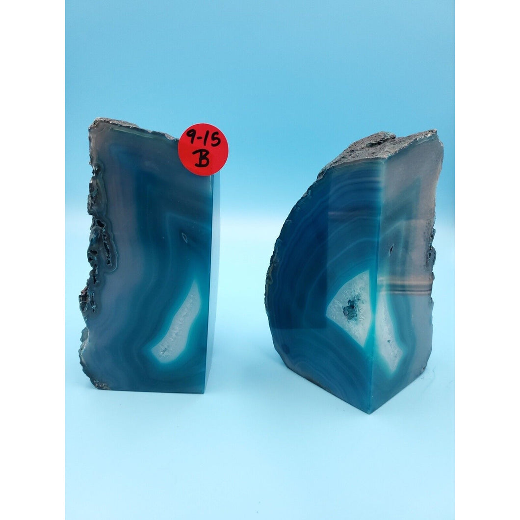 6.5” Geode Crystal Teal Book Ends- New With Defects