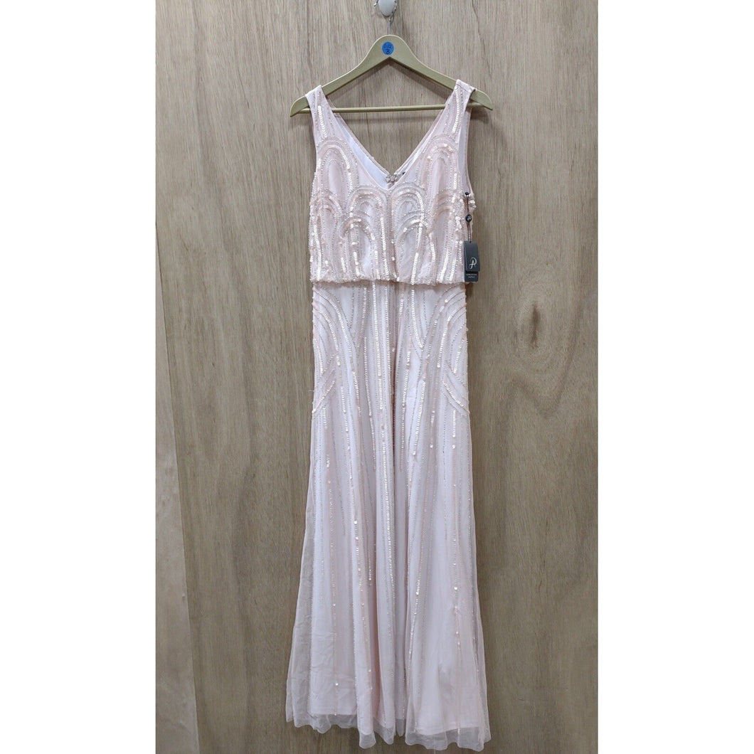 Adrianna PAPELL- BLSN Beaded Art Nouveau Dress- Blush- Size 8- NWT