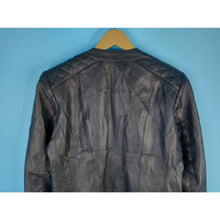 Load image into Gallery viewer, Mens Ganloz Black Leather Jacket Round Collar- Size L- NWT
