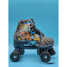 Load image into Gallery viewer, Women’s Roller Skates Multicolor Black Pattern Size 36 &amp; Carrying Case
