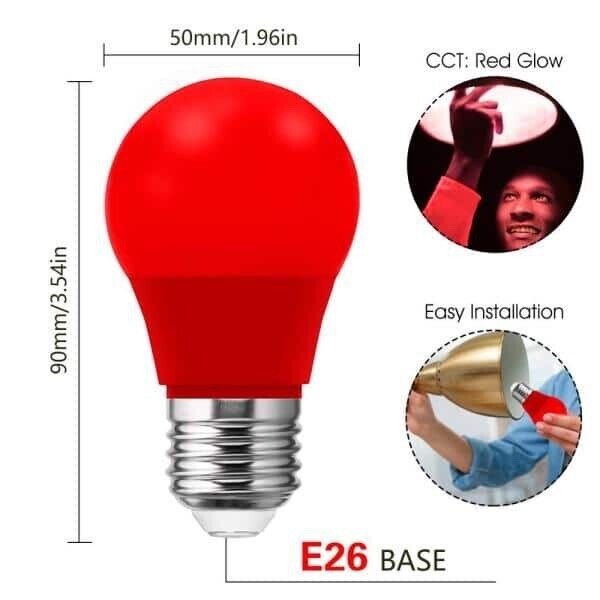 20Watt Equivalent A15,E26 Base 3W Non-Dimmable Red LED BULBS(8 count) party bulb