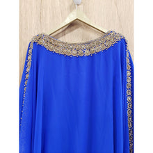 Load image into Gallery viewer, Royal Blue Gold Embellished Dress- Size XS- Preowned

