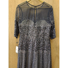 Load image into Gallery viewer, Adrianna Papell Beaded Illusion Gown- Navy- Size 14- NWT
