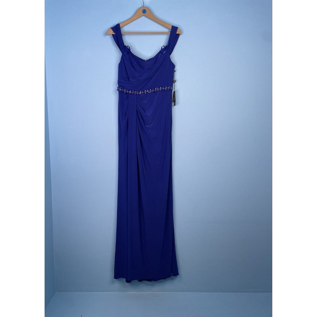 Adrianna Papell ~Royal Sapphire Pleated Jersey Column Gown- Sz 8- NWT