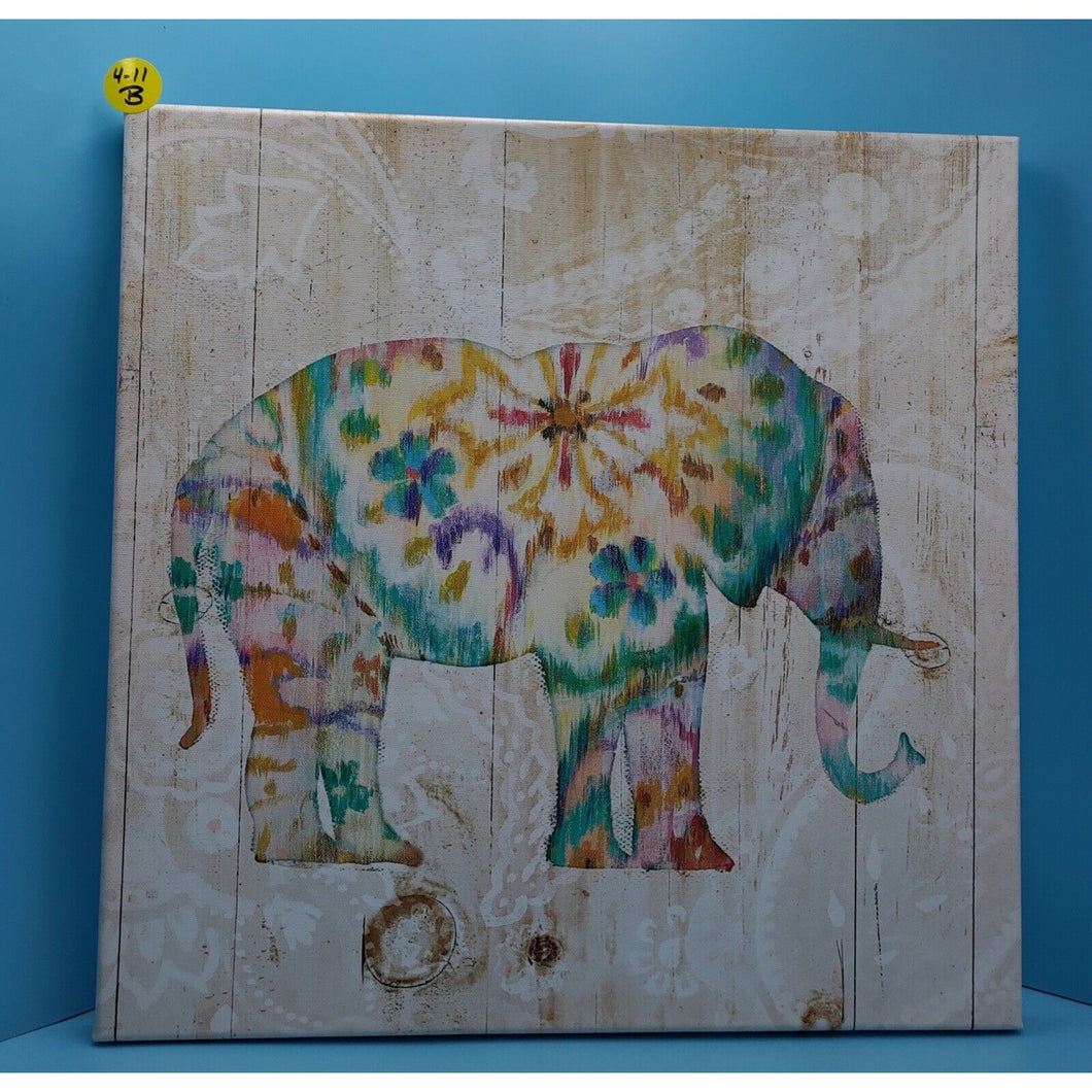 Boho Paisley Elephant Canvas 16x16- New