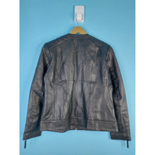 Load image into Gallery viewer, Mens Ganloz Black Leather Jacket Round Collar- Size L- NWT
