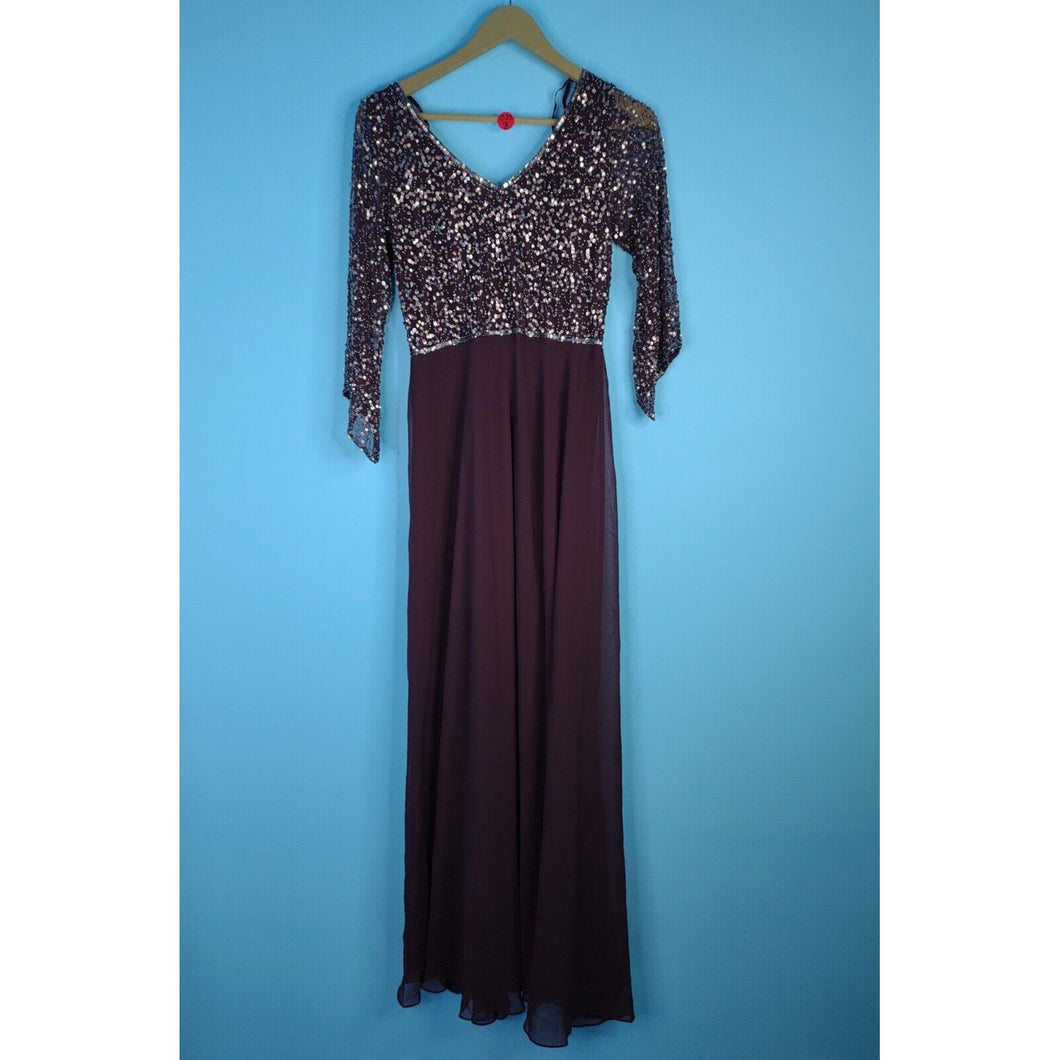 J Kara Women's Beaded Dress- Wine/ Mercury- Size 6P- NWT