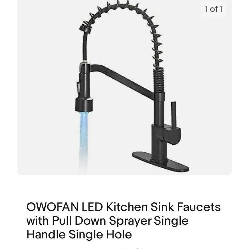 OWOFAN LED Kitchen Sink Faucet  with Pull Down Sprayer- Open Box