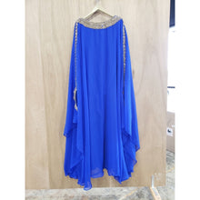 Load image into Gallery viewer, Royal Blue Gold Embellished Dress- Size XS- Preowned
