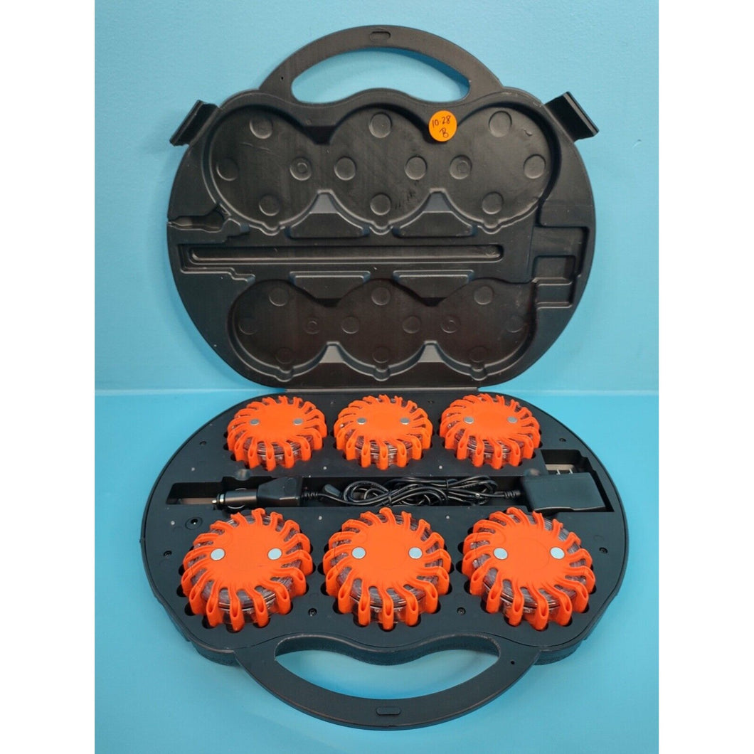 SpeedTech 6 Pack Rechargeable LED Road Flare Discs- Open Box